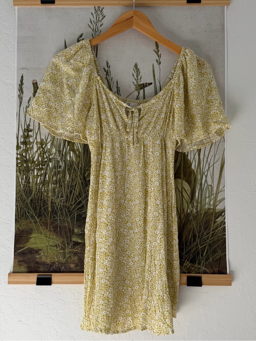 Billabong Yellow and White Floral Tie-Neck Top